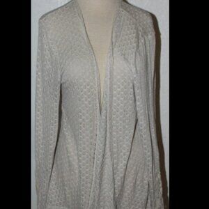 Maurices Light Weight Open Front Beige Knit Sweater XL Rayon  Embroidery Sleeve.
